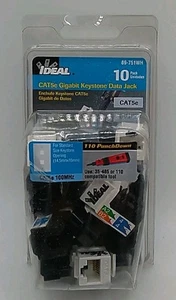 IDEAL 89-751WH CAT5e Gigabit Keystone Data Jack (10 PACK) - Afbeelding 1 van 2