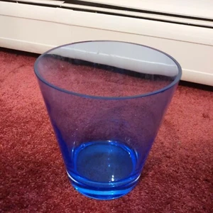 Blue Pottery Barn unbranded Glass Flower Vase 7 1/4 diameter top 8" high - Picture 1 of 5