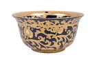 Navy and Gold Tapestry Porcelain Bowl 10" Diameter