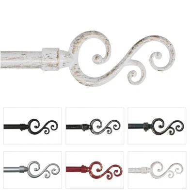 Bastone tenda shabby chic estendibile 120-210 o 160-300 asta con anelli supporti - Immagine 1 di 2