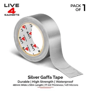 Duct Gaffer Tape Premium Heavy Duty Waterproof Cloth Gaffa Duck Silver 50m - Picture 1 of 8