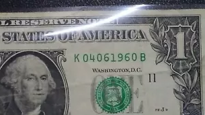 APRIL 6th 1960 Birthday Anniversary Date Note One Dollar Bill Series 2017 A - Picture 1 of 3
