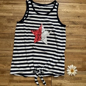 Children's Place Striped Tank Top With Sequin Star Size 10/12 - Picture 1 of 8