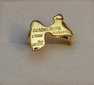Dolly-Bijoux Bague T62 Carte Pays Guadeloupe 18mm Plaqué OR 18K - Picture 1 of 3