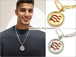 Puerto Rico PR Flagge Anhänger 5mm 24" Figarokette Hip Hop Halskette XSP085 - Bild 1 von 7