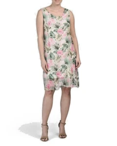 NEW ROSMARINE WHITE PINK FLORAL SHIFT SILK DRESS SIZE XL - Picture 1 of 2