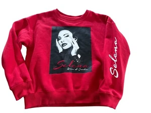 Vintage Selena Quintanilla Latin Music 90s Red Sweat Shirt Queen Cumbia Kids M - Picture 1 of 9