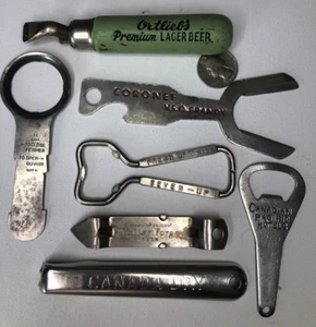 Vintage Beer & Soda Advertising Opener Lot of 7 Coronet Brandy 7-UP Ortlieb's++ - Picture 1 of 13