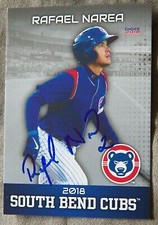 Chicago Cubs Rafael Narea Signed 2018 Choice South Bend Cubs Auto Card