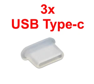 3x USB TYPE-C ANTI DUST PLUG STOPPER CLEAR SILICONE UNIVERSAL PHONE TABLET PC - Zdjęcie 1 z 1