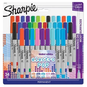 Sharpie (Electro Pop) Limited Edition Ultra Fine Permanent Marker 34ct - Bild 1 von 1