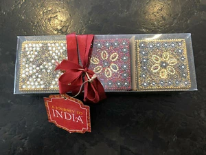 BEADED TRINKET BOXES SET of 3, made in India - Picture 1 of 6