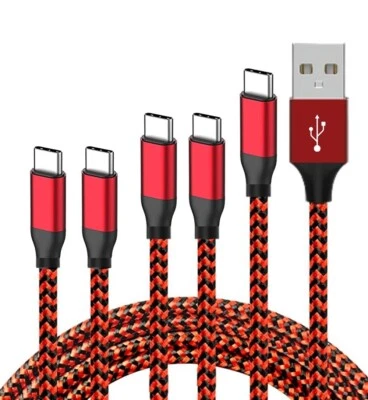 5Pack 3/6/10Ft USB to Type-C Cable Fast Charger Charging Data Sync Cord - Image 1 of 4