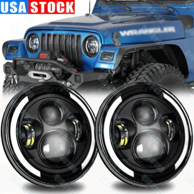 Par de faros LED cromados de 7 pulgadas haz alto/bajo para Jeep Wrangler JK TJ CJ 1997-18 Foto 1 de 4
