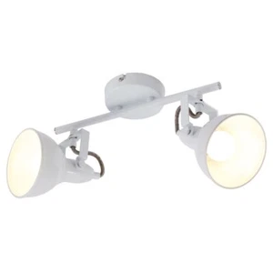 Deckenleuchte Retro 2 Flammig Spotleuchte Schwenkbar 2xE14 Spots 40W Metall Weiß - Bild 1 von 6