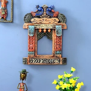 Handmade Decorative Hand Painted Wall Hanging Wooden Jharokha Wall Frame, 1 Pcs - Picture 1 of 7