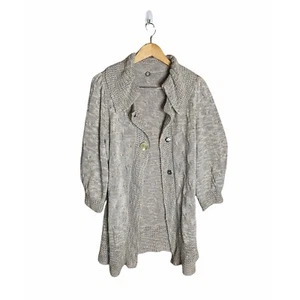 Anthro Anthropology One Girl Who button up Knit Sweater - Picture 1 of 12