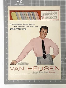 Vintage Van Heusen Chambray 1955 Print Ad Original 50’s Clothing Advertisement - Picture 1 of 1