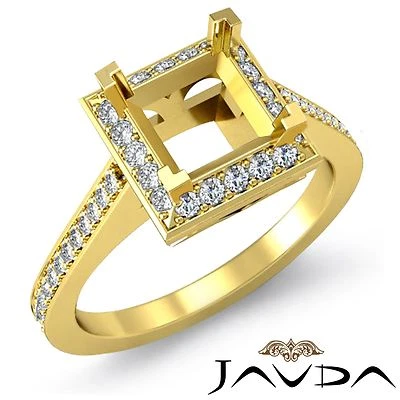 Halo Princess Semi Mount Natural Diamond Engagement Ring 14k Yellow Gold 0.5 Ctw - Image 1 of 4