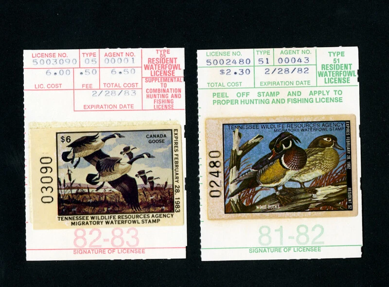 US Stamps # TN 5-6 XF OG NH Tenessee Duck Stamps Scott Value $100.00 - Image 1 of 1