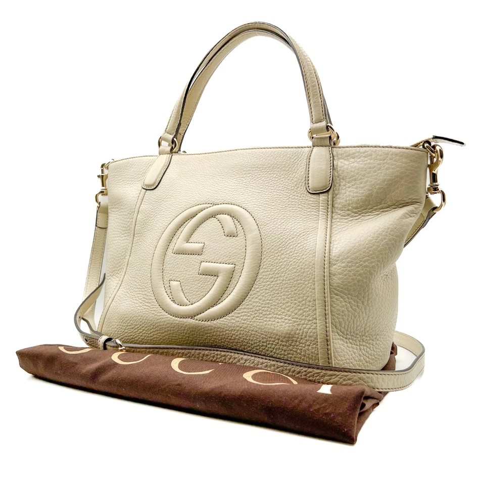 Gucci Soho Leather 2way Crossbody Shoulder Bag Tassel Ivory 369176 Authentic - Image 1 of 4