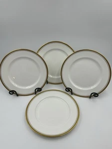 Aynsley Elizabeth 7947 England Bone China White Gold Trim Dinner Plates Set of 4 - Picture 1 of 12