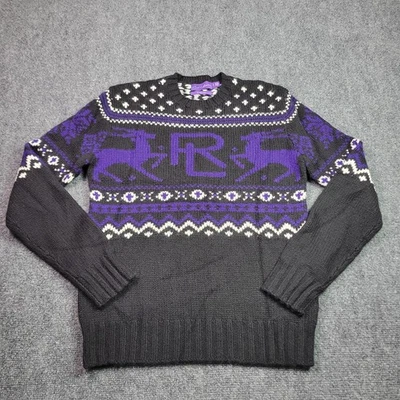 Suéter Ralph Lauren Etiqueta Púrpura Cachemira Para Hombres S Negro Fair Isle Ciervo $1995 Foto 1 de 4