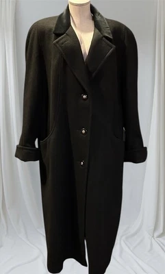 Abrigo largo cuello terciopelo mujer XL EE. UU. De colección Dama Suzette 100 % lana negro Foto 1 de 4