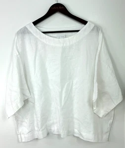 Pure Jill Linen Top Women Sz L White Boxy Oversized Blouse Lightweight 1080H4 - Picture 1 of 12