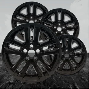 18" 4pc Gloss Black Wheel Skins (Set of 4) for 2011-2018 Ford Explorer - Picture 1 of 4