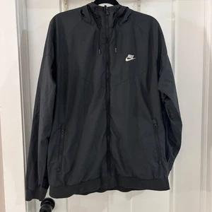 Chaqueta cortavientos Nike para hombre XL negra cremallera completa abrigo ligero con capucha - Imagen 1 de 7