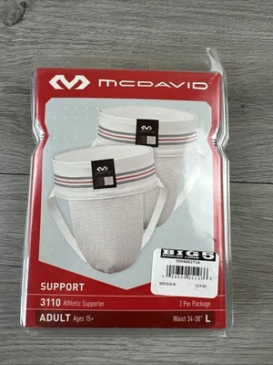 McDavid Athletic Supporter w/Stretch Mesh Pouch Jock Strap 2pk 3110 Adult Med/XL - Image 1 of 3