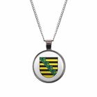 Mylery Necklace With Motif Bundes-Land Flag Saxony Silver Or Bronze 1 3/32In