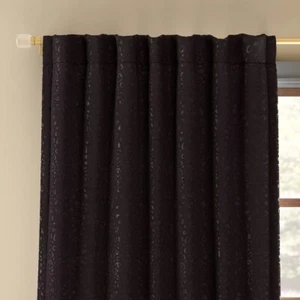 Threshold Blackout Embossed Velvet Rod Pocket 50x63" Curtain Panel Black* - Picture 1 of 6