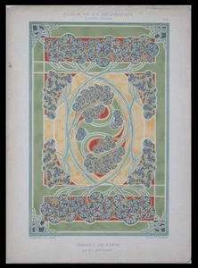 CARPET, BONVALLET -1901- LITHOGRAPH, ART NOUVEAU - Picture 1 of 1