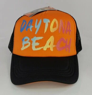 Gorra Daytona Beach Florida Trucker Snapback de colección negra/naranja (se envía en caja Foto 1 de 4