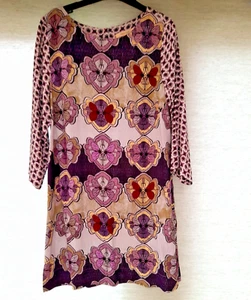 White Stuff Multi Quirky Boho Floral Festival Sheer Shift Dress 3/4 Sleeve Sz 8 - Picture 1 of 4