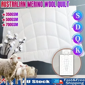 350/500/700GSM All Size Australian Wool Quilt Doona Duvet Down Summer Winter - Picture 1 of 11
