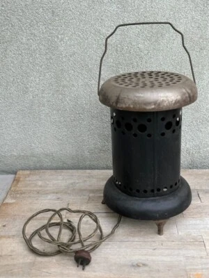 Unusual Original Vintage Antique Electrified 13 inch Kerosene Oil Heater WORKING - Image 1 of 4