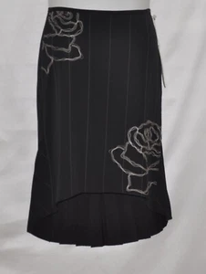 Tom K Nguyen Fully Embroidered Hi-Low Skirt Size 8 Black - Picture 1 of 2