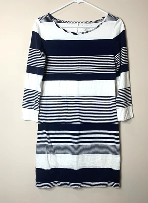 Vestido Camiseta Lilly Pulitzer Marlowe Pequeño Azul Blanco 100% Algodón Ligero Foto 1 de 4