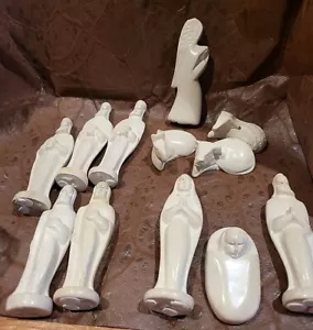 Soapstone 12 PIECE MANGER NATIVITY SET Soapstone African Art "FAIR TRADE" - Picture 1 of 12