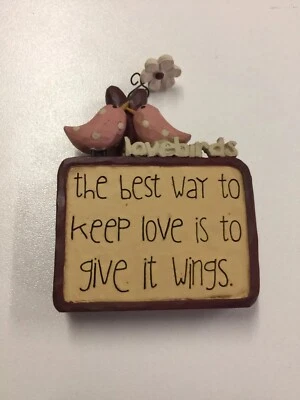 Love Lovebirds Flower Figurine Gift Country Home Decor Blossom Bucket NEW - Изображение 1 из 4