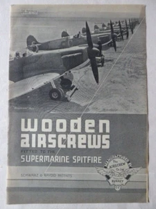 11/1939 PUB WOODEN AIRSCREW VICKERS ARMSTRONGS SUPERMARINE SPITFIRE ORIGINAL AD - Picture 1 of 1