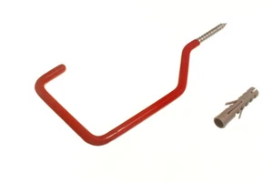 24 X Ganci di Utilità da Parete Rivestiti in Plastica Rosso Appendiabiti Universali - NUOVO Onestopdiy - Foto 1 di 1