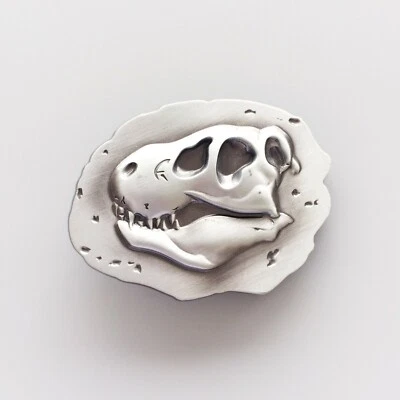 Антикварная матовая серебряная пряжка для ремня из кости динозавра с окаменелостями также в наличии в США - Изображение 1 из 4