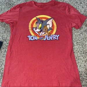 Tom And Jerry Men’s Red T-shirt Large Vintage Distressed - Picture 1 of 4