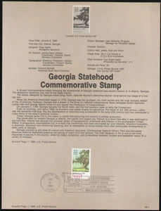 US. SP803. 2339. 22c. Georgia Statehood 200th Anniv.. Souvenir Pages. 1988 - Picture 1 of 1