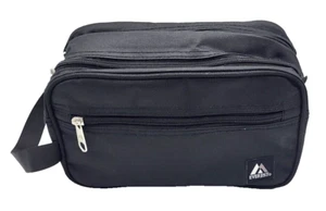 Bolsa de viaje Everest negra de doble compartimento para artículos de tocador asa de transporte con cremallera 9,5x6x5" - Imagen 1 de 6