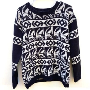 Forever 21 Damen Größe Pullover Strick Urlaub Tier Pulli schwarz-weiß - Bild 1 von 6